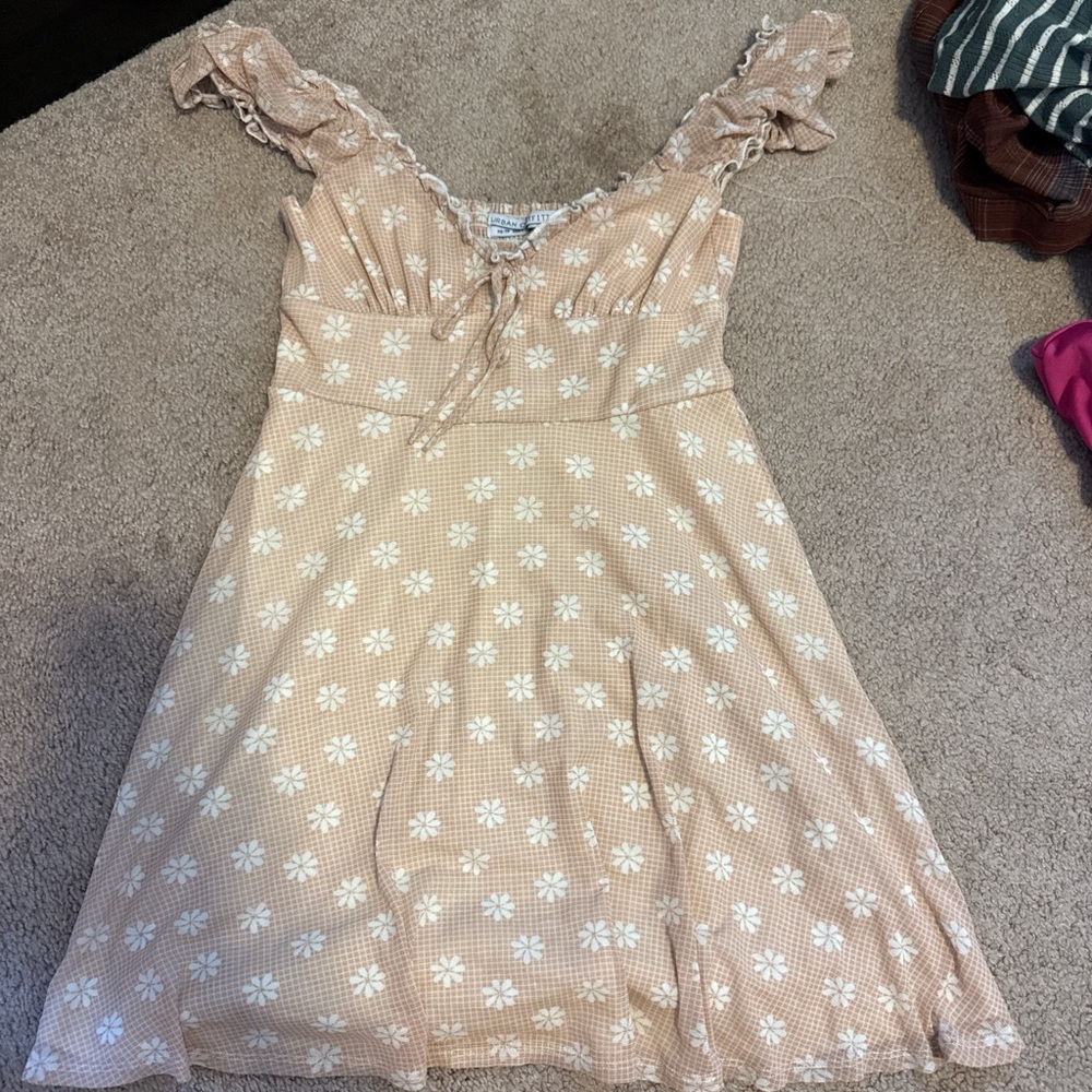 Urban Outfitters Peach Floral Ruffle Sundress